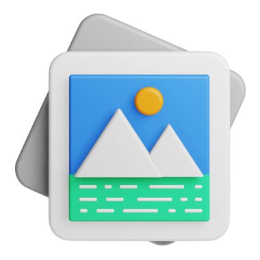 Picture 3d rendering isometric icon.