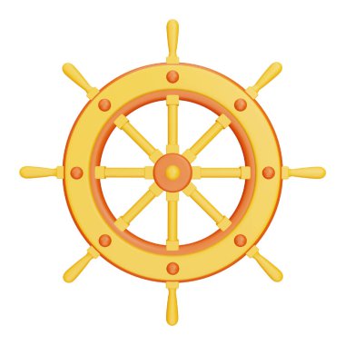 Ship steering 3d rendering isometric icon.