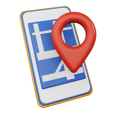 Smartphone navigation 3d rendering isometric icon.
