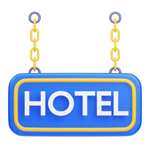 Hotel Signboard Rendering Isometric Icon — Stock Vector