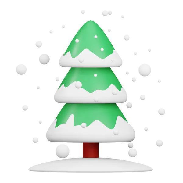 Snow Tree Rendering Isometric Icon — Stockový vektor