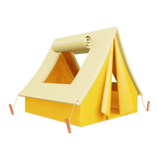 Трехмерный Палаточный Лагерь Изометрической Иконкой — стоковый вектор
