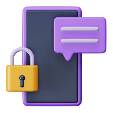 Chat protection 3d rendering isometric icon.