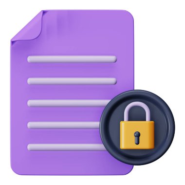 Locked document 3d rendering isometric icon.