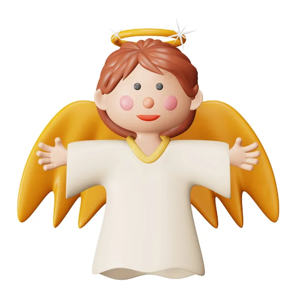Christmas Angel Rendering Isometric Icon — стоковый вектор