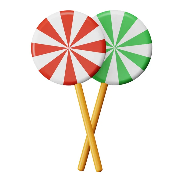 Christmas Candy Lollipop Rendering Isometric Icon — Vetor de Stock