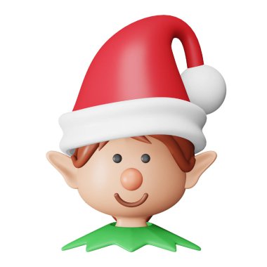 Christmas elf 3d rendering isometric icon.