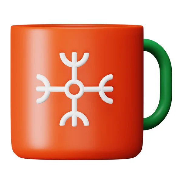 Christmas Cup Rendering Isometric Icon — Stok Vektör