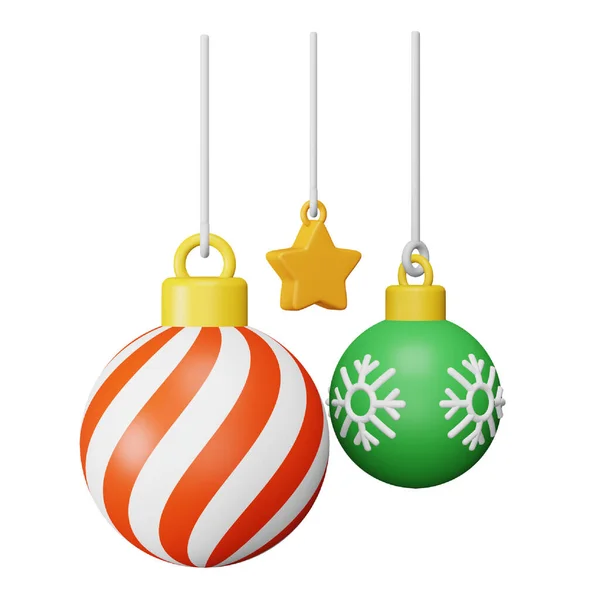 Christmas Decoration Balls Rendering Isometric Icon — Stockový vektor