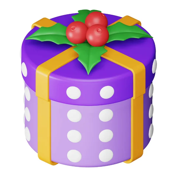 Christmas Gift Box Rendering Isometric Icon — Vetor de Stock