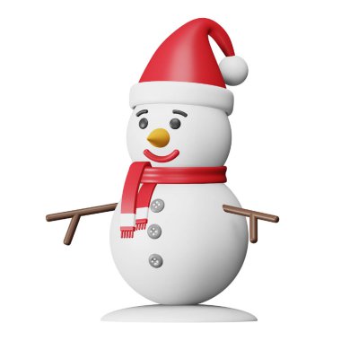 Christmas snowman 3d rendering isometric icon.