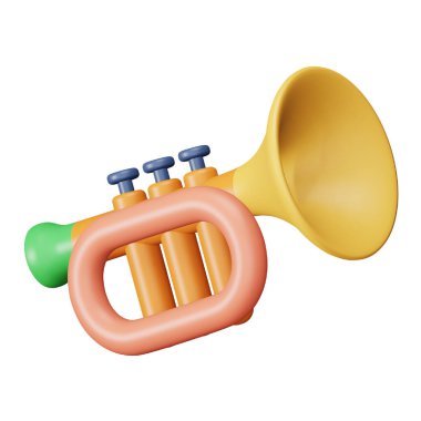 Christmas trumpet 3d rendering isometric icon.