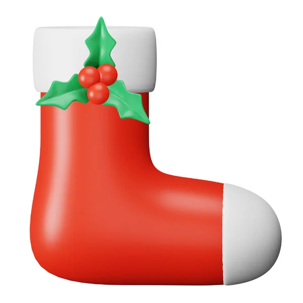 Christmas Socks Rendering Isometric Icon — Stockový vektor