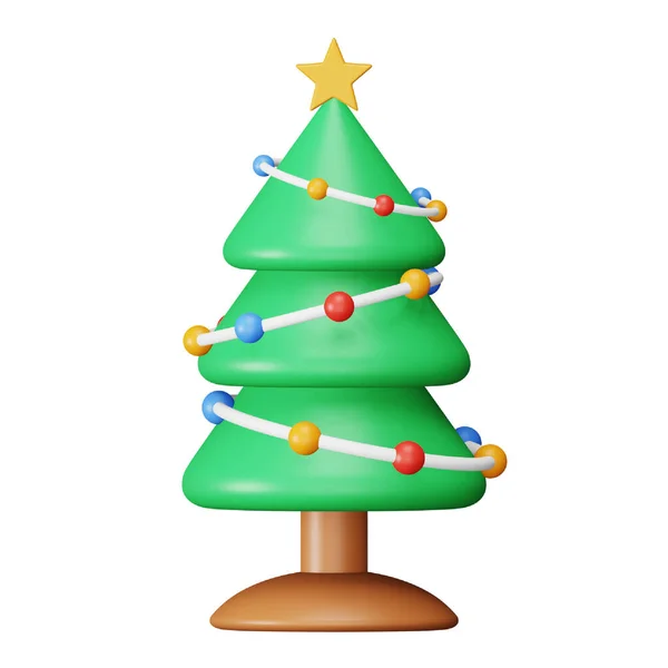 Christmas Tree Rendering Isometric Icon — Vector de stock