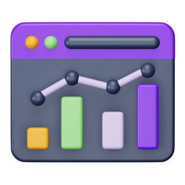 Veri analizi grafiği 3d eşölçümleme simgesi.