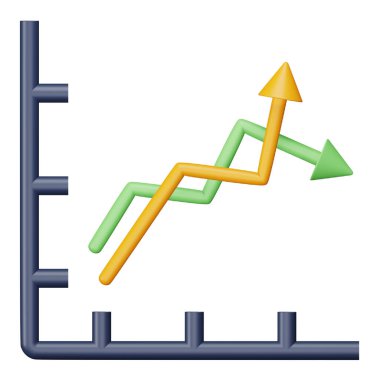 Büyüme grafiği 3d eşölçümleme simgesi.