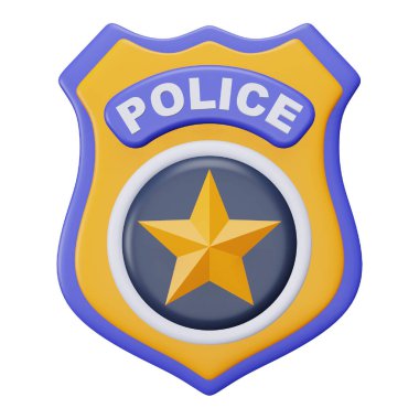 Polis rozeti 3d eşölçümleme simgesi.