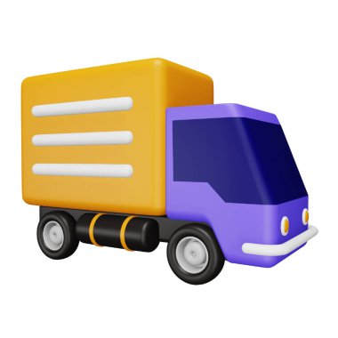 Teslimat kamyonu 3d eşölçümleme simgesi.
