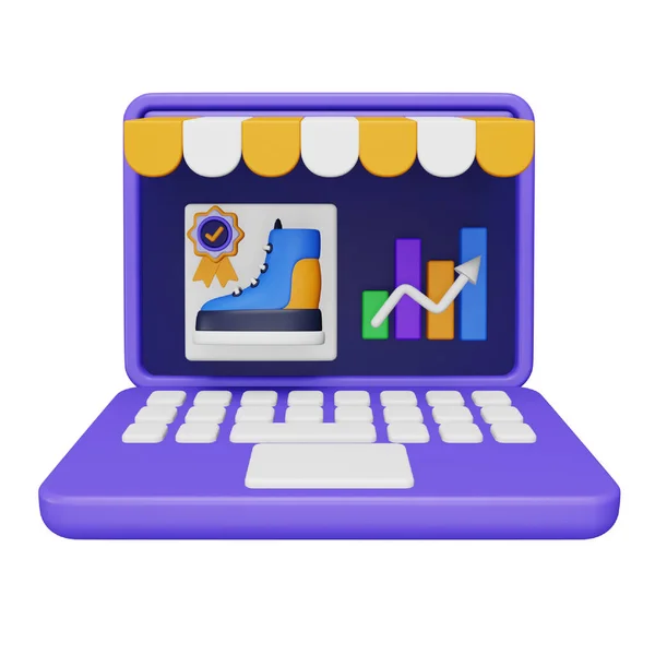 Trending Shopping Laptop Rendering Isometric Icon — Stockvektor