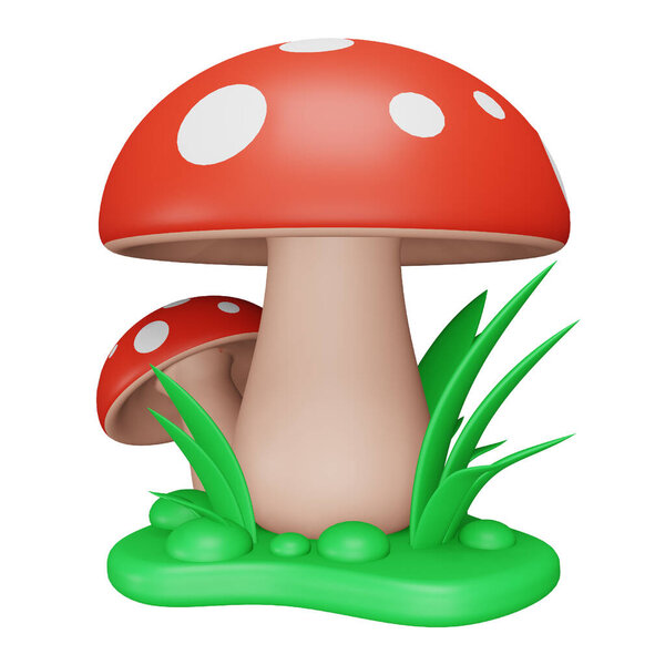 Mushroom 3d rendering isometric icon.