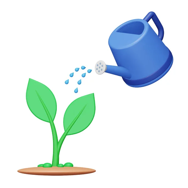 Watering Plants Rendering Isometric Icon — Stock Vector