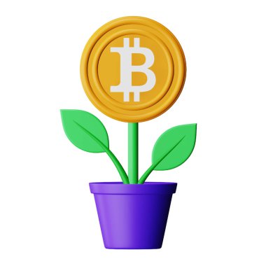 Bitcoin çiftliği 3d eşölçümleme simgesi.