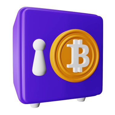 Bitcoin dolabı 3d eşölçümleme simgesi.