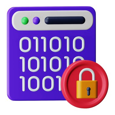 İkili kod kilidi 3d eşölçümleme simgesi.