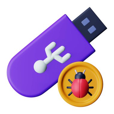 USB sürücüsü 3d eşölçümleme simgesi.