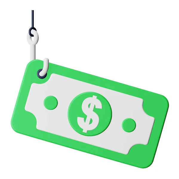 Phishing Money Rendering Isometric Icon — Stock Vector
