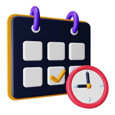 Tarih ve saat 3d eşölçümleme simgesi.