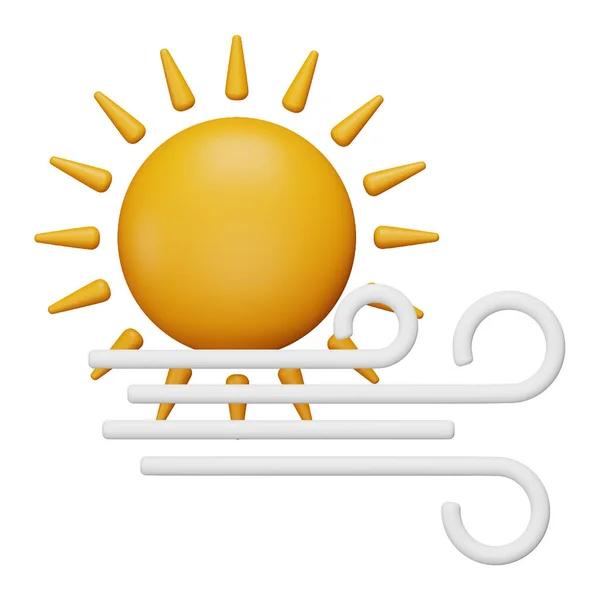 太陽と風の3Dレンダリング等角アイコン — ストックベクタ