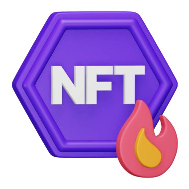 Nft yanığı 3d eşölçümleme simgesi.