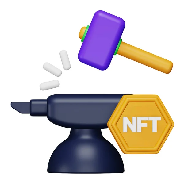 Nft Minting Renderização Ícone Isométrico — Vetor de Stock