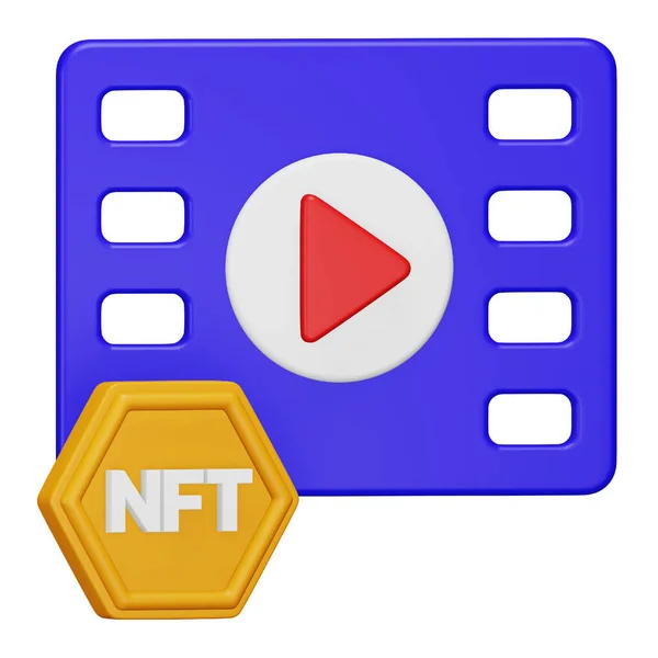 Nft Βίντεο Απόδοση Ισομετρική Εικόνα — Διανυσματικό Αρχείο