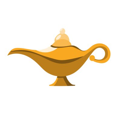 Lamba Aladdin sihirli vektör simgesi. Aladin Cin Lambası Çizgi film illüstrasyonu.