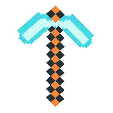 Piksel cephanelik mavi rengini ayarlayın. Pikselli kazma. Element oyunları, web, ui. Oyun cephaneliği, silah. Vektör illüstrasyonu