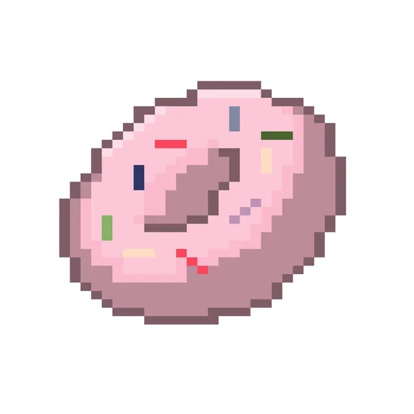 Pixel Estilo Delicioso Donut Ilustração Vetorial Isolado —  Vetores de Stock