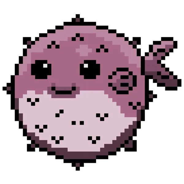 Pixel Puffer Dessin Animé Animal Design Vecteur — Image vectorielle