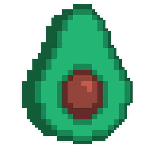 Avokado Pixelkonst Tropisk Grön Frukt Bit Pixelate Vektor Illustration — Stock vektor