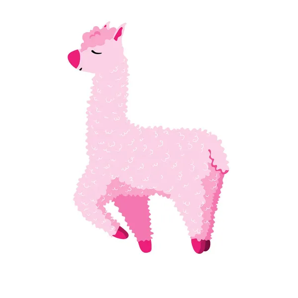 Tatlı Lama Alpaca Vector Illustration Çizgi Filmi Kartlar Posterler Tişörtler — Stok Vektör