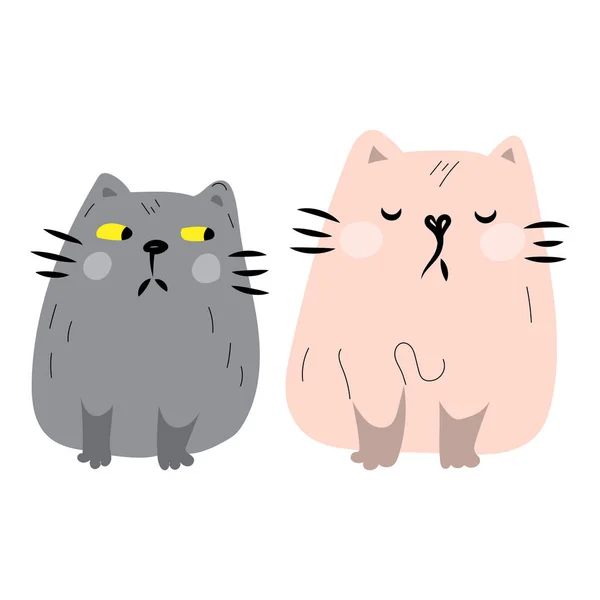 Rysunek Wektor Ilustracja Charakter Kolekcja Cute Cat Doodle Kreskówka Styl — Wektor stockowy