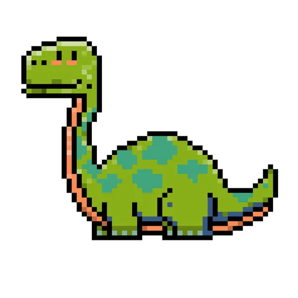 Vektorillustration Tecknad Dinosaurie Pixel Konstruktionen — Stock vektor
