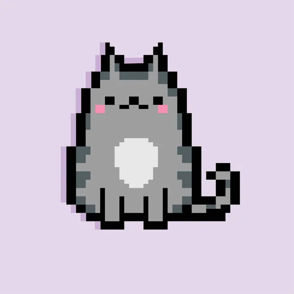 Bonito Gatinho Pet Pixel Arte Isolado Vetor Ilustração —  Vetores de Stock