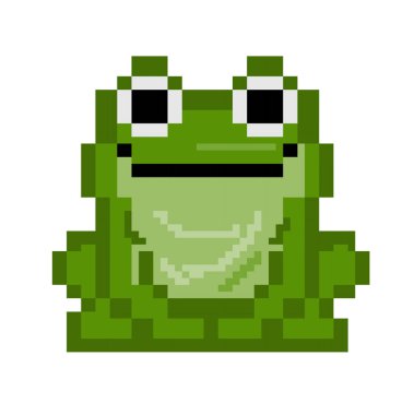 8 bit piksel yeşil kurbağa. Vektör illüstrasyonu