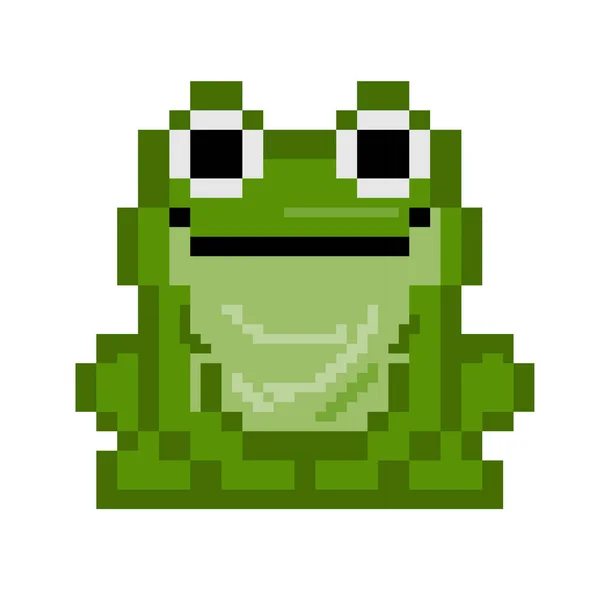 Bit Piksel Yeşil Kurbağa Vektör Illüstrasyonu — Stok Vektör