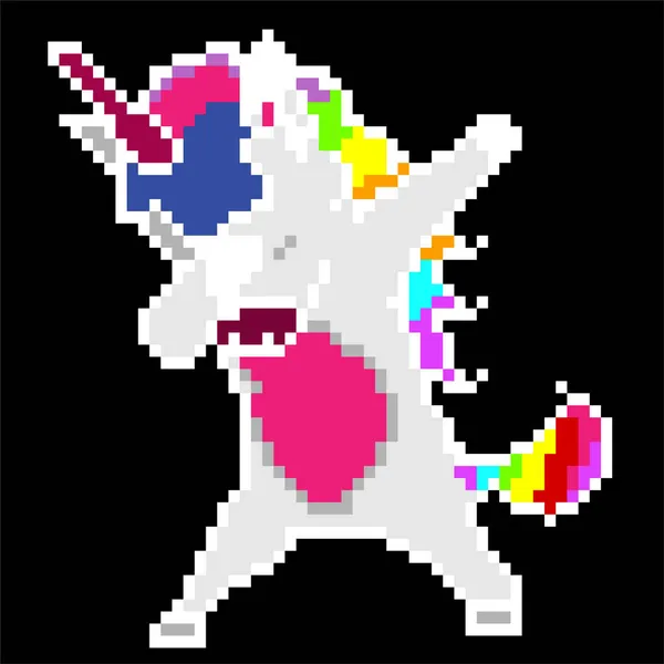 Vektor Desain Dabbing Unicorn Pixel - Stok Vektor