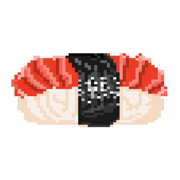 Pixel Arte Icono Sushi Vector Sushi Salmón Estilo Juego Bits — Archivo Imágenes Vectoriales