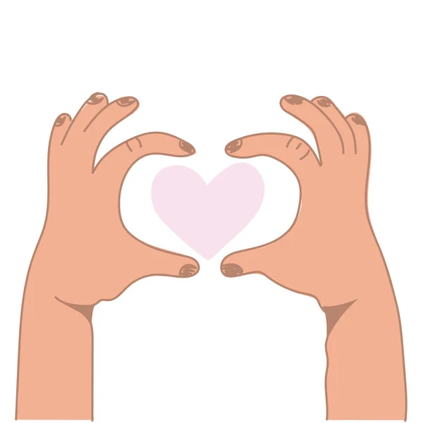 Herzförmige Hände Vektor Auf Weißem Hintergrund — Stockvektor