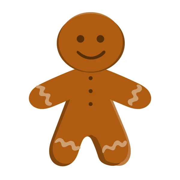 Gingerbread Man Wishes Merry Christmas Healthy New Year Vector White — Stock Vector
